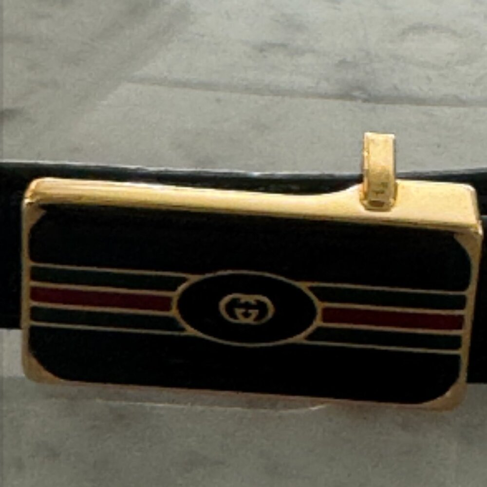 Gucci Vintage Black Leather Belt - Rare! - Picture 7 of 13